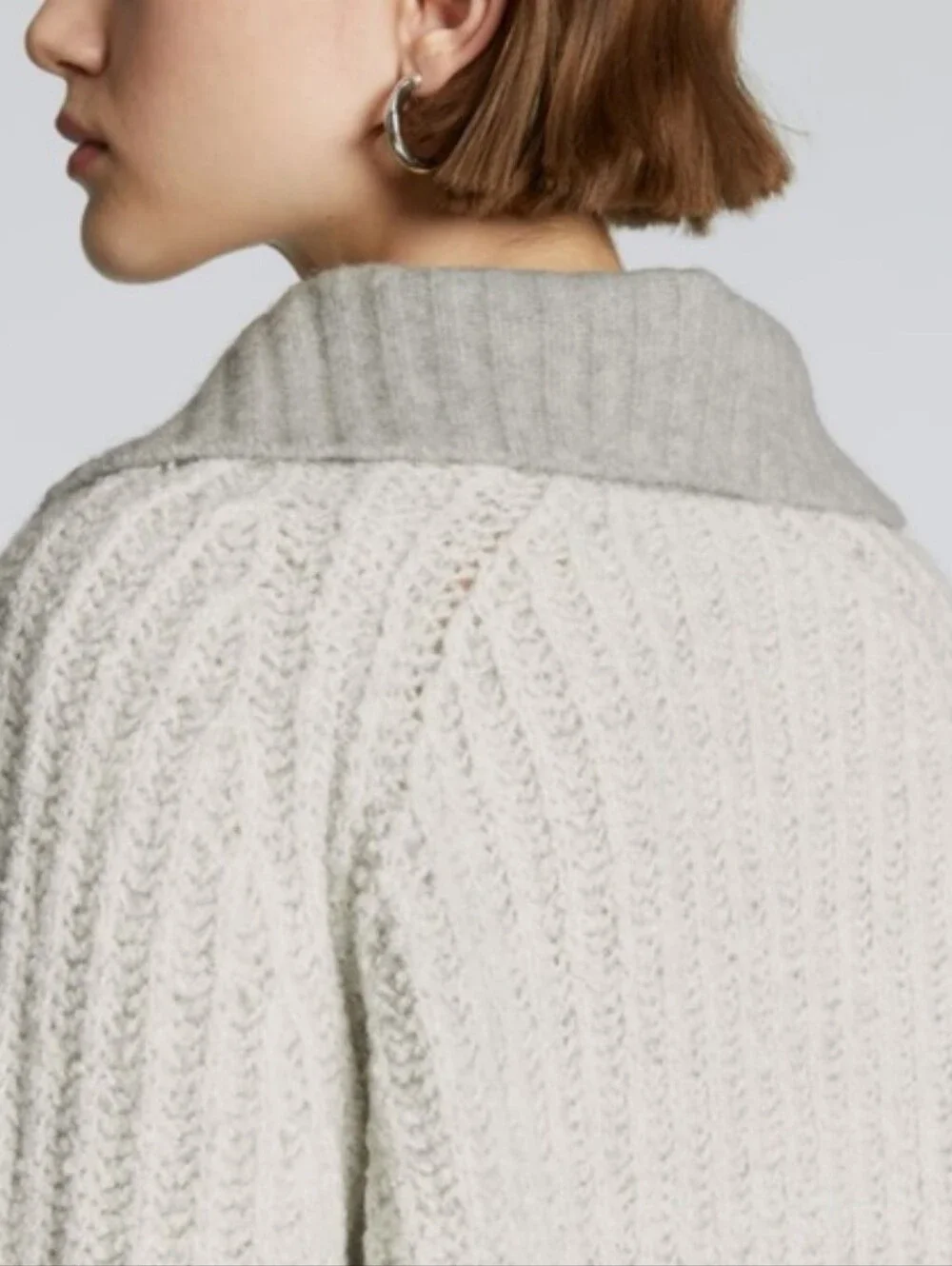Everlane Grey Luxe Teddy Wool Oversized Half Zip Knit Sweater - Picture 3 of 16